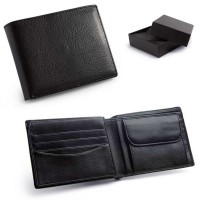 Portefeuille personnalisé publicitaire en cuir noir Objet publicitaire luxe