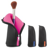 Trousse à maquillage professionnel personnalisé noire avec intérieur couleur (rose, bleu, orange)