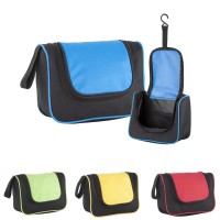 Trousse à maquillage à suspendre personnalisable publicitaire bicolore (noir, bleu, rouge, vert)