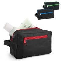 Trousse à maquillage personnalisée noire avec fermeture éclair en couleur (rouge, bleu, vert) et poche à l'avant