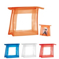 Trousse à maquillage personnalisée en PVC transparent, couleur bleu, blanc, rouge, orange