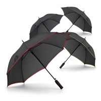 Grand parapluie personnalisé noir avec bordure en couleur (gris, bleu, jaune, rouge), parapluie personnalisable automatique.