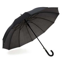 Parapluie personnalisé automatique noir, 12 baleines avec poignée finition caoutchoutée