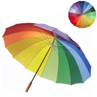 Parapluie arc en ciel personnalisé, 16 panneaux multicolore, ouverture automatique