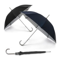 Parapluie aluminium personnalisé, toile noir ou bleu avec intérieur gris, 8 baleines, ouverture automatique