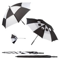 Parapluie damier personnalisé. Parapluie golf publicitaire avec toile damier noir et blanc