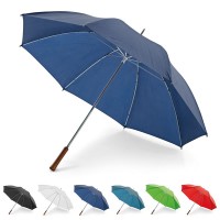 Parapluie Golf personnalisé, 8 baleines, ouverture manuelle, poignée bois, coloris : noir, blanc, bleu, vert, vert clair, rouge