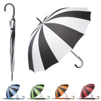 Parapluie personnalisé 16 panneaux bicolore, parapluie publicitaire tempête en fibre de verre, poignée canne en eva