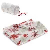 Couverture polaire personnalisée publicitaire blanche imprimée étoiles rouges et blanches avec sac transport