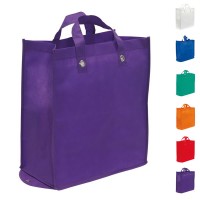 Grand sac shopping cabas pliable personnalisé publicitaire pas cher, coloris : blanc, bleu, vert, orange, rouge, violet