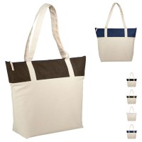 Grand sac de plage et shopping personnalisé bicolore avec compratiment à fermeture éclair