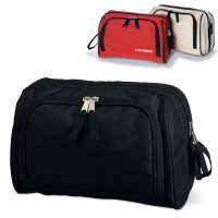 Grande trousse de toilette et maquillage publcitaire personnalisé pas cher, couleur : noir, beige, rouge
