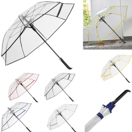 Parapluie transparent personnalisé logo et texte. Parapluie publicitaire.