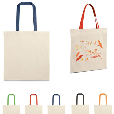 sac en coton écru avec anses en couleur personnalisé avec votre logo
