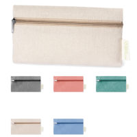 Trousse à maquillage en coton recyclé (noir, écru, bleu, vert, rouge) personnalisée avec votre logo et slogan