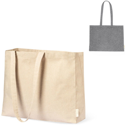 Grand tote bag personnalisé à soufflet en coton recyclé 240 grs écru ou noir