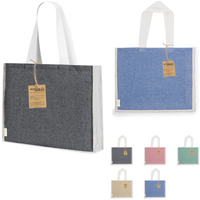 Tote bag personnalisable avec soufflet en coton recyclé et jute pas cher