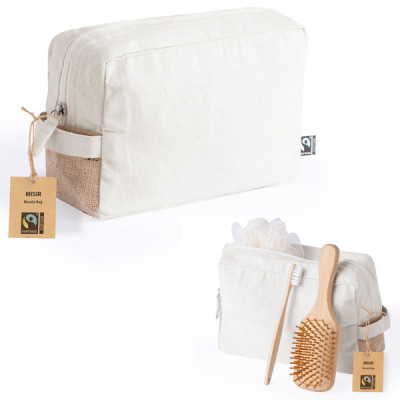 Trousse de toilette personnalisée avec votre logo en coton et jute laminé