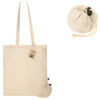 Tote Bag pliable en coton de 120g/m2. Avec certification Fairtrade (Commerce Équitable), personnalisé Texte Logo