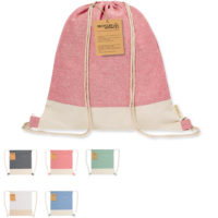 Sac à dos bicolore à cordelettes et en coton recyclé personnalisable avec votre logo association ou entreprise