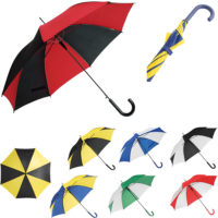 Parapluie bicolore personnalisé logo et texte. Parapluie publicitaire.