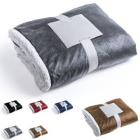 Couverture sherpa polaire (noir, gris, bleu marine, marron, rouge) personnalisée avec votre logo d'entreprise.
