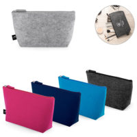 Trousse à maquillage (noir, gris, bleu, bleu marine, rose) personnalisée avec votre logo et texte.