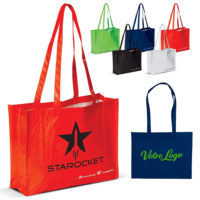 Grand sac commercial en Rpet (plastique recyclé) personnalisé avec votre logo entreprise ou association. Sac publicitaire idéal pour commerce