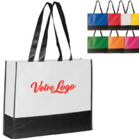 Grand sac de course personnalisé logo entreprise, commerce ou association. Tote à large soufflet.