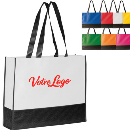 Grand sac de course personnalisé logo entreprise, commerce ou association. Tote à large soufflet.