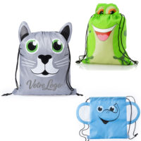 Sac à dos enfant avec dessin chat ou grenouille ou éléphant et personnalisable texte et ou logo pour école, entreprise, crèche, sortie scolaire